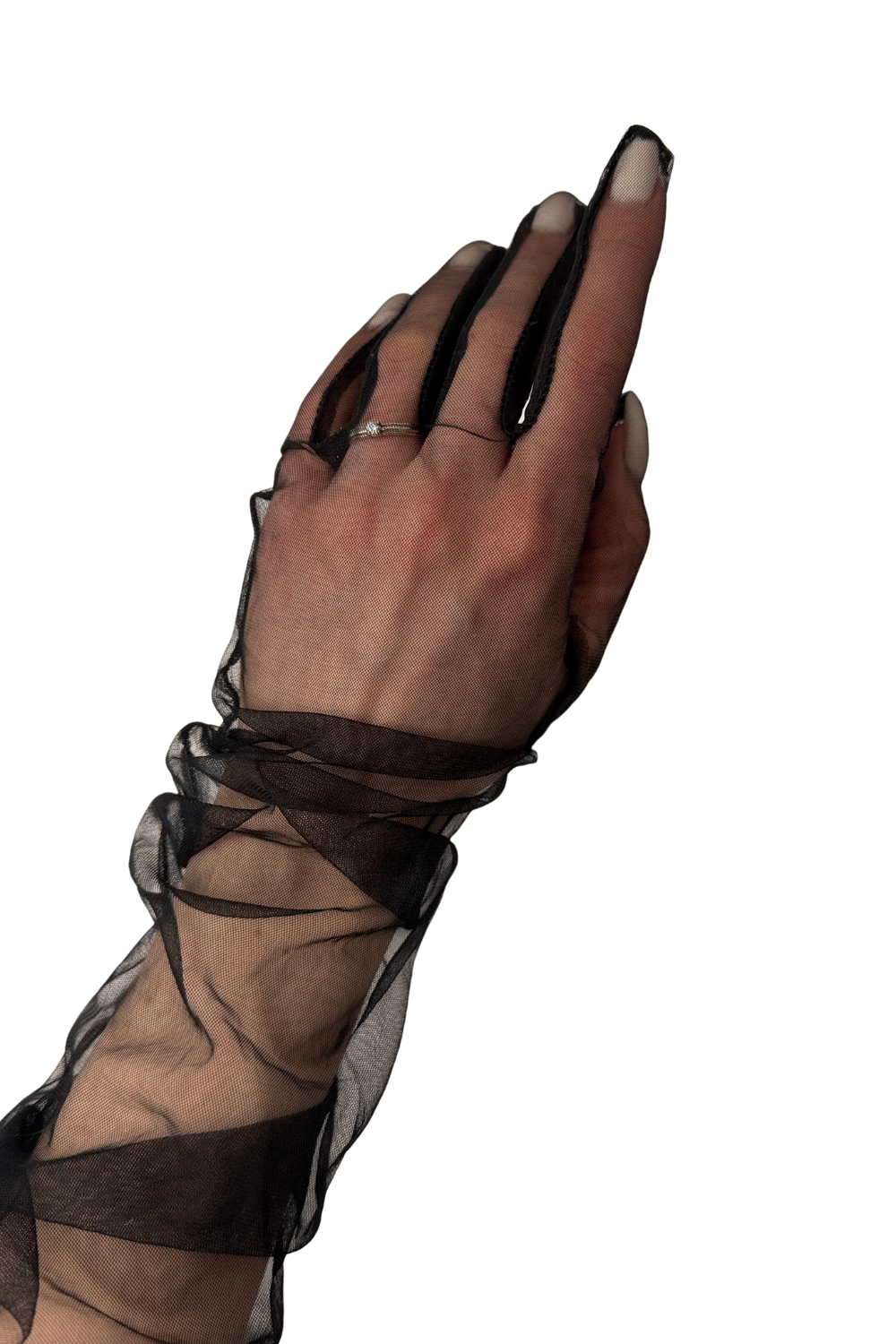 Mesh long gloves Onesie - Black