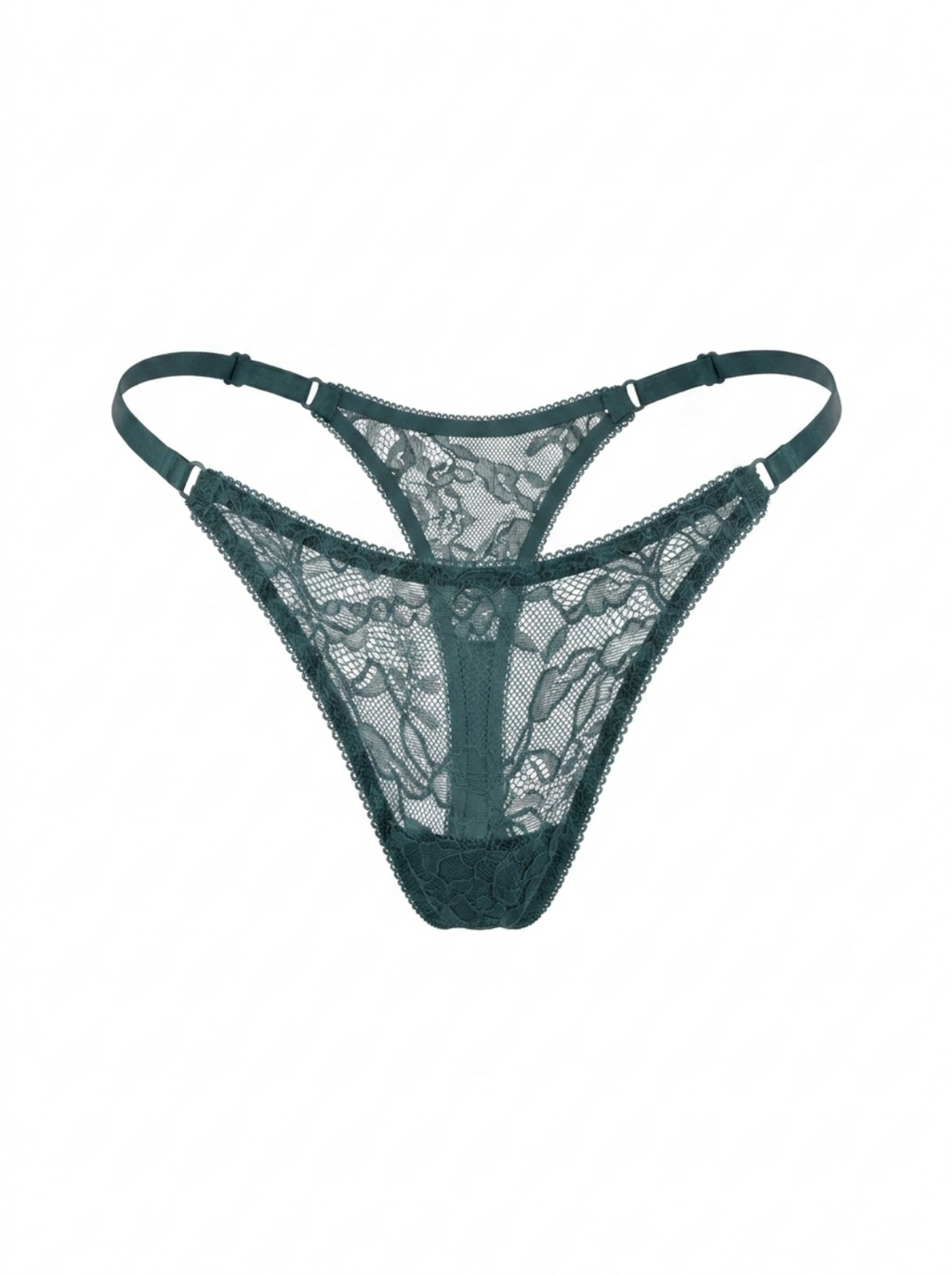 Lace Thong with Adjustable Straps – Emerald