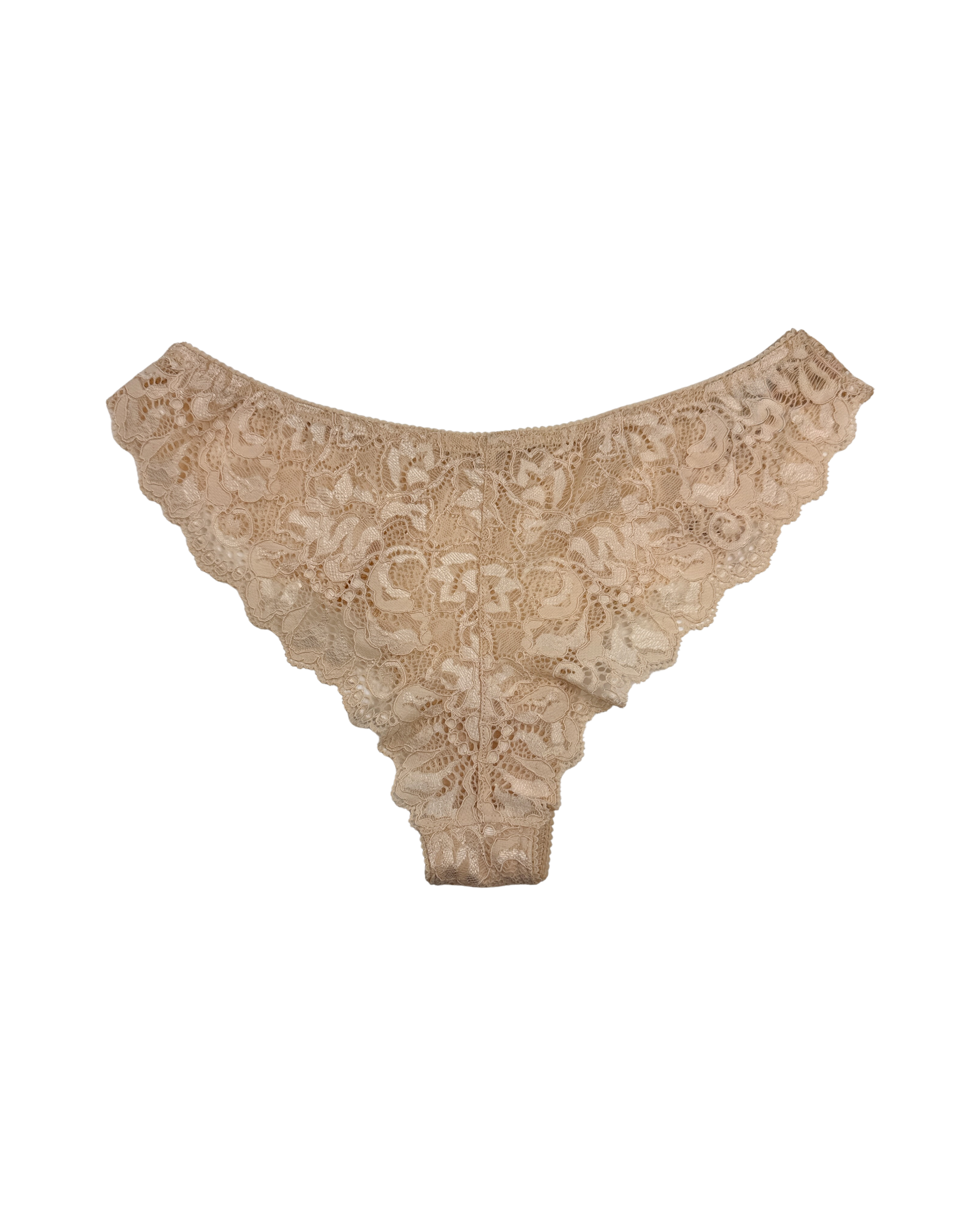 Mid-Rise Lace Brazilian Panties – Beige