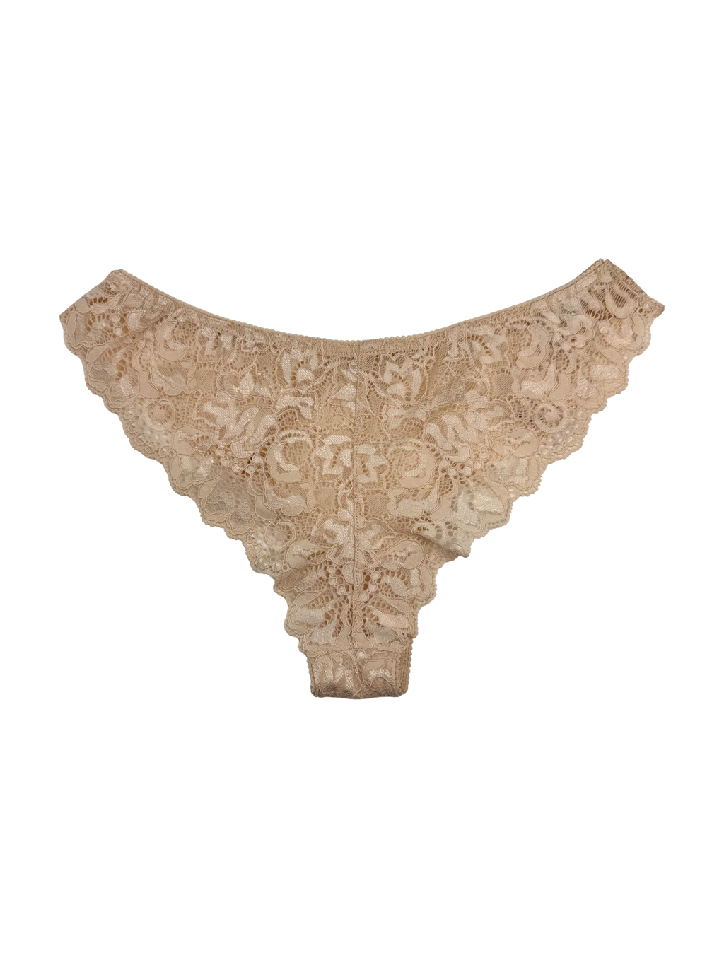 Mid-Rise Lace Brazilian Panties – Beige
