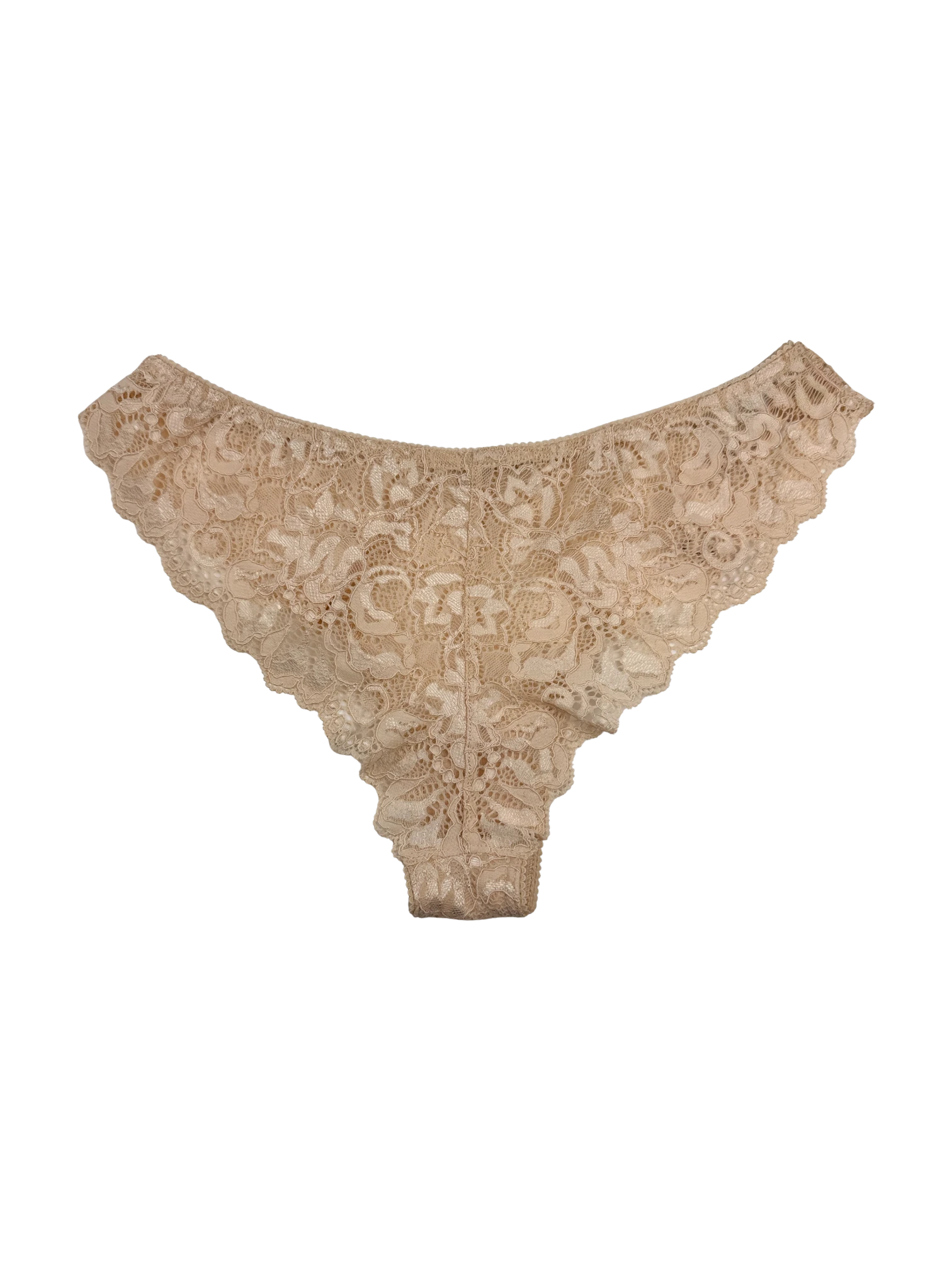 Mid-Rise Lace Brazilian Panties – Beige