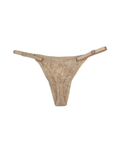 Lace Thong with Adjustable Straps – Beige
