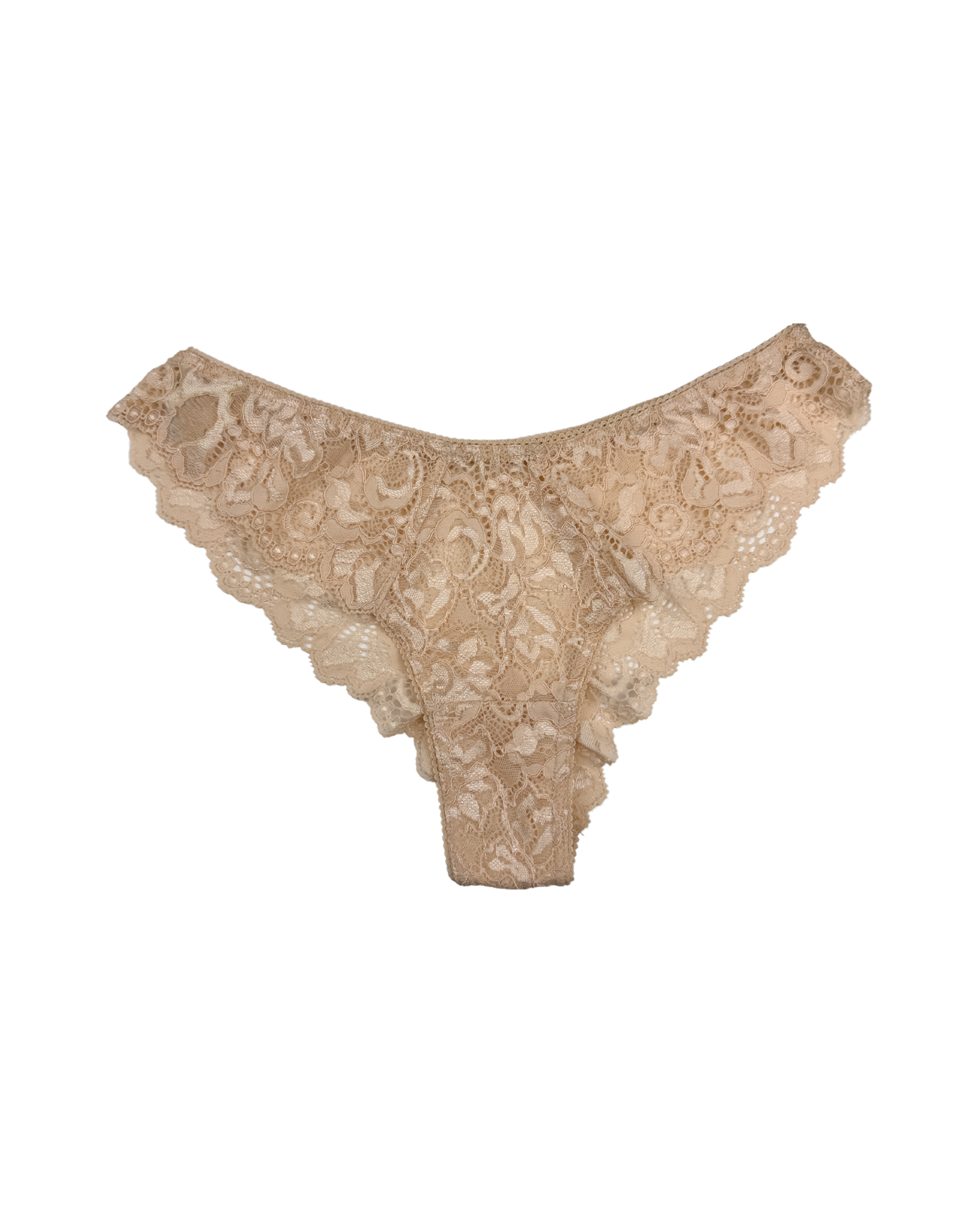 Mid-Rise Lace Brazilian Panties – Beige