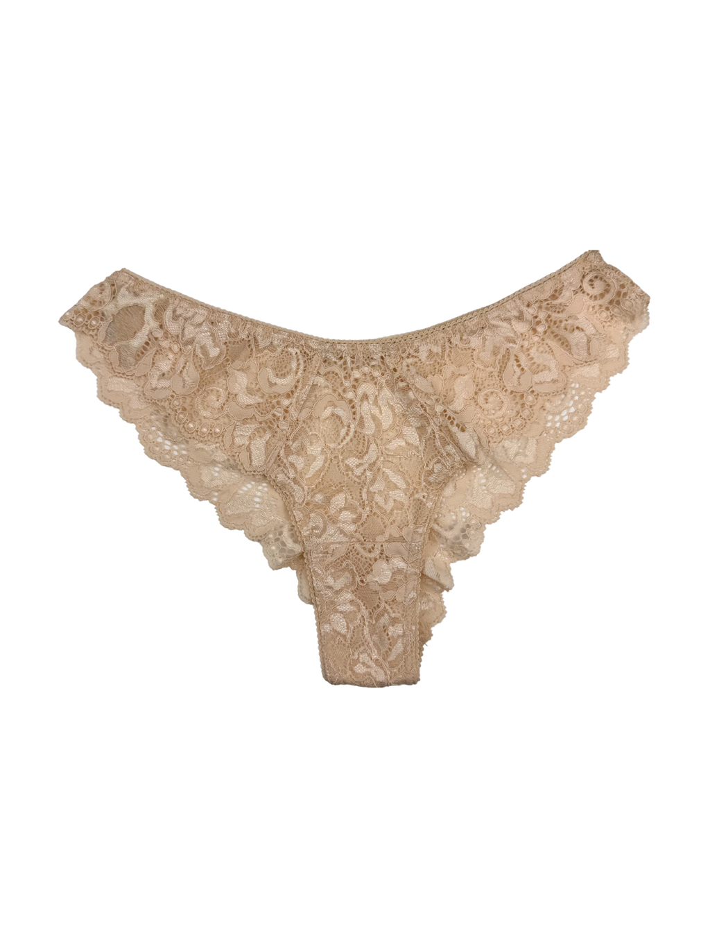 Mid-Rise Lace Brazilian Panties – Beige