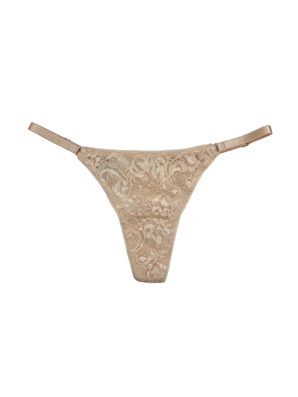 Lace Thong with Adjustable Straps – Beige