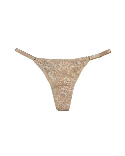 Lace Thong with Adjustable Straps – Beige