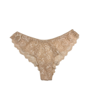 Mid-Rise Lace Brazilian Panties – Beige