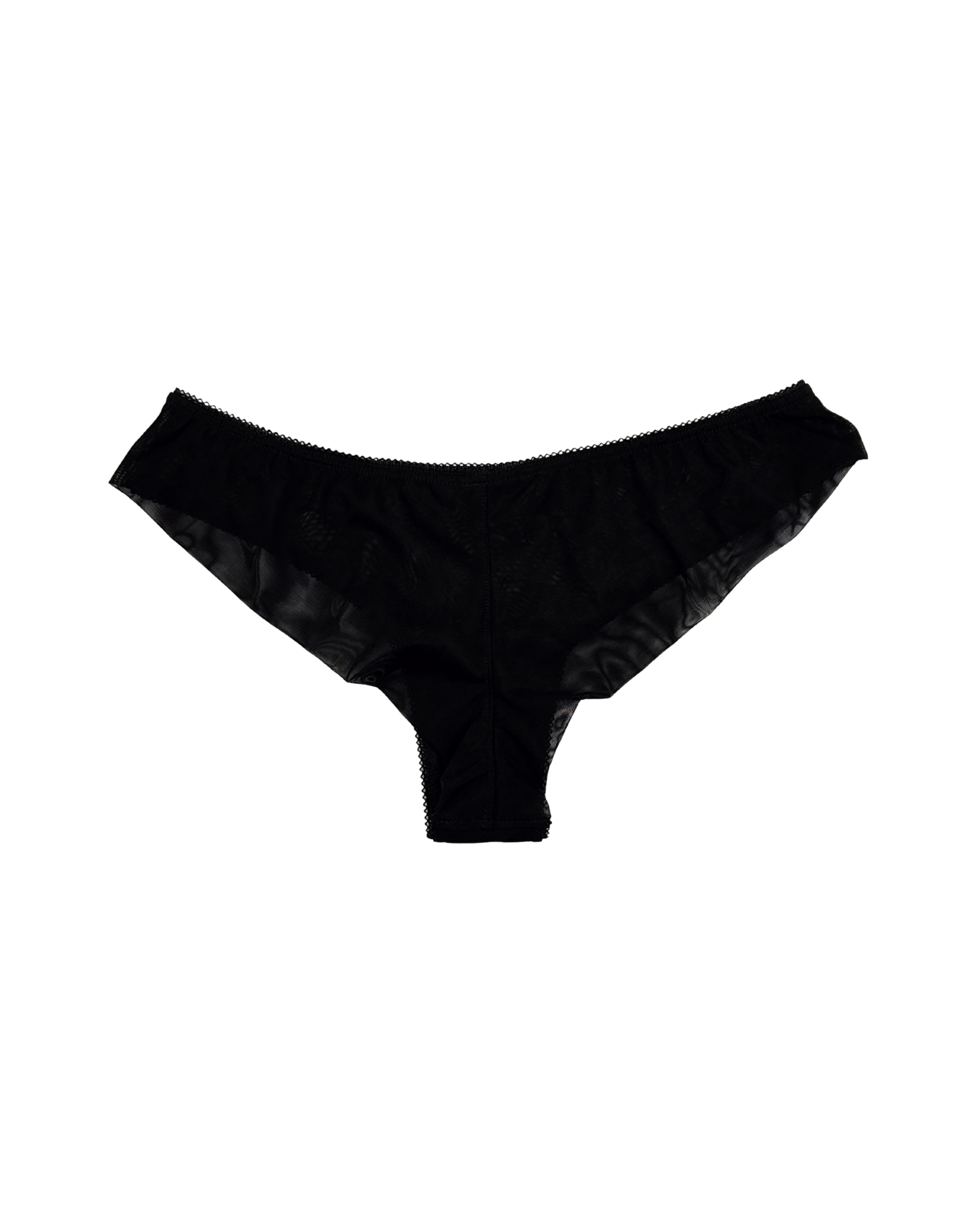 Mid-Rise Mesh Brazilian Panties – Black