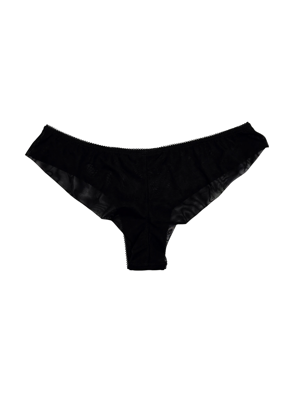 Mid-Rise Mesh Brazilian Panties – Black