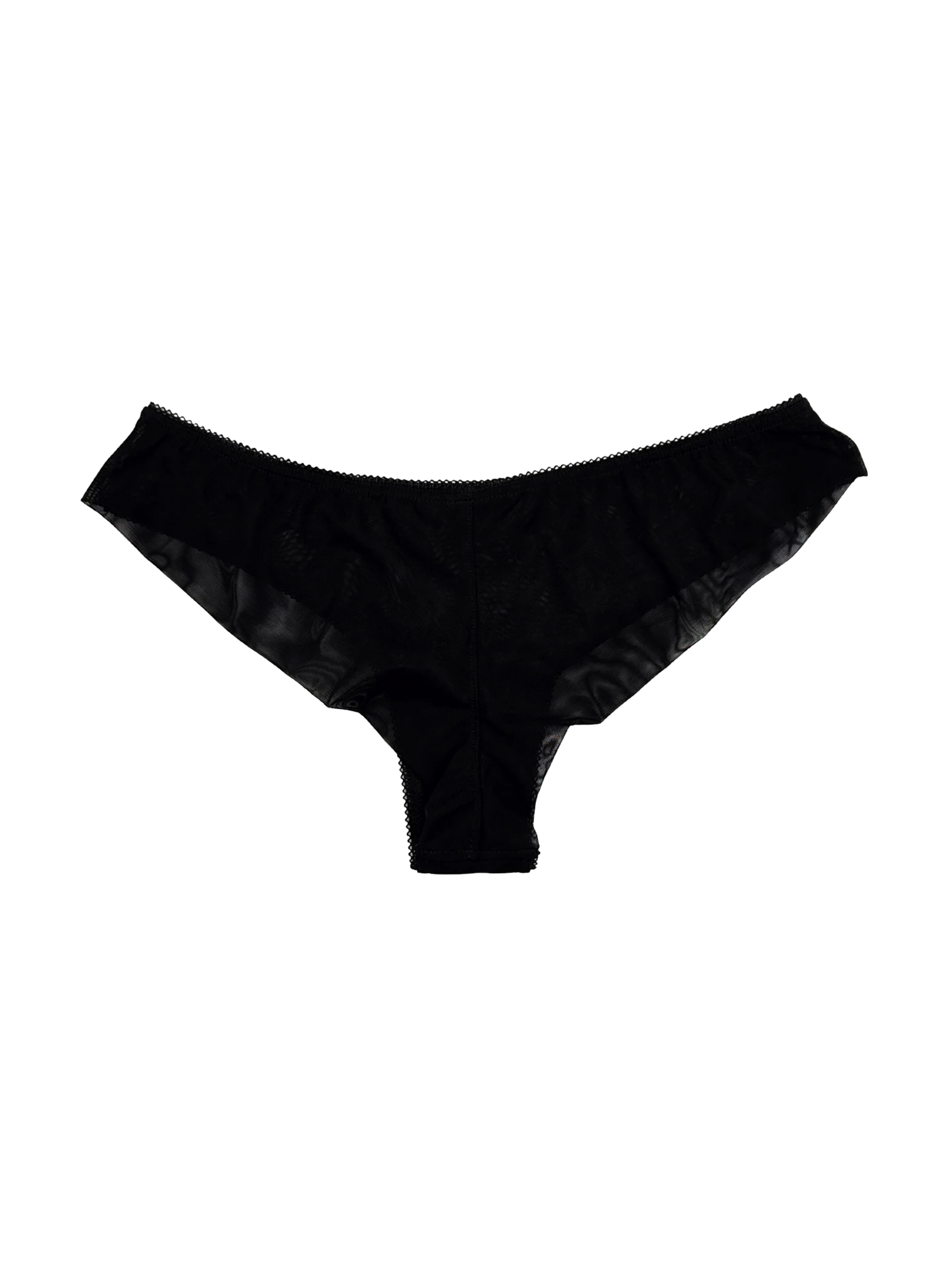 Mid-Rise Mesh Brazilian Panties – Black