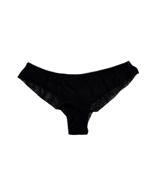 Mid-Rise Mesh Brazilian Panties – Black