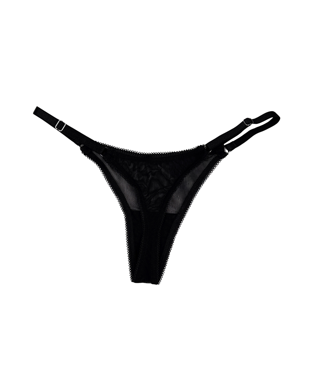 Mesh Thong with Adjustable Straps – Black