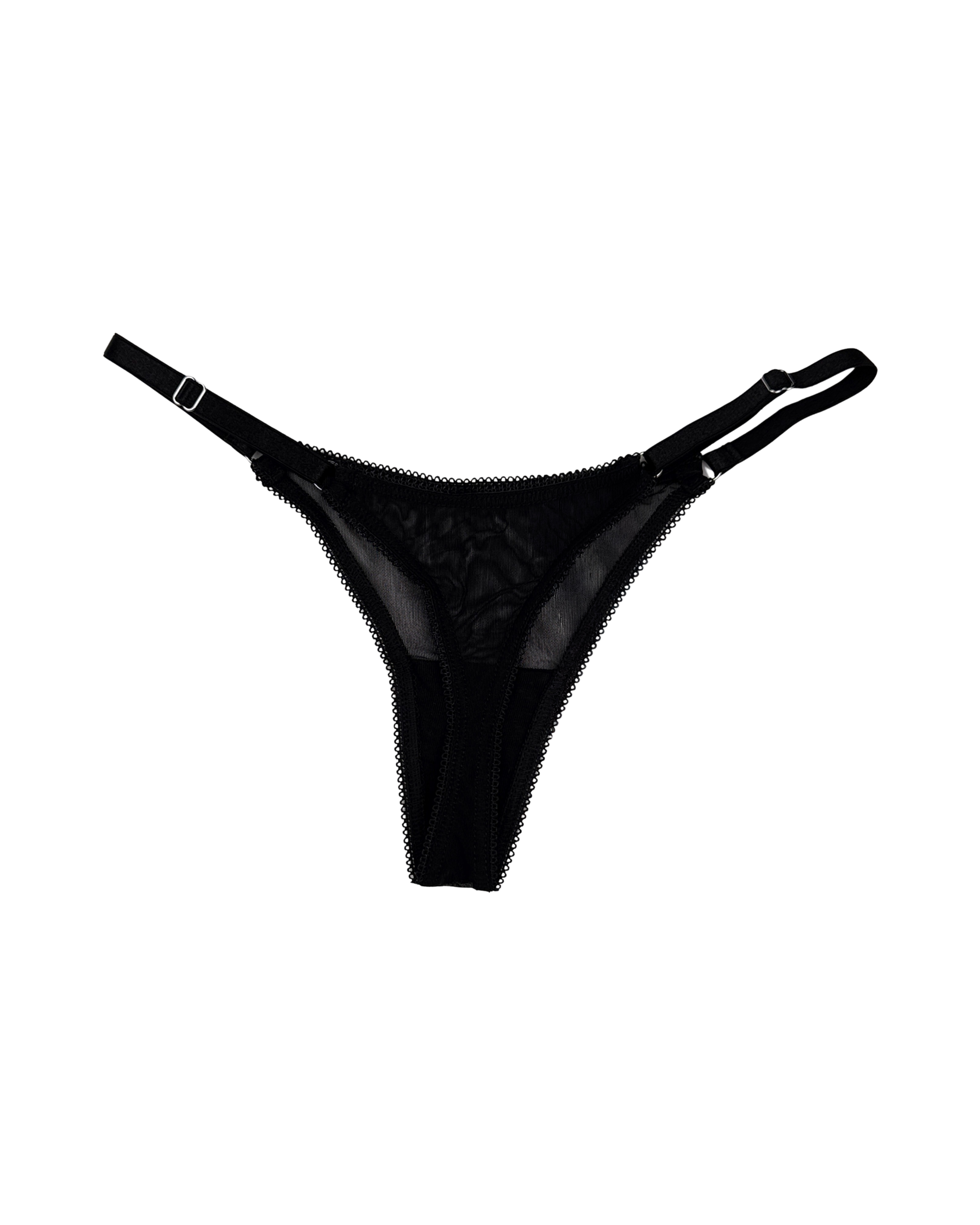 Mesh Thong with Adjustable Straps – Black