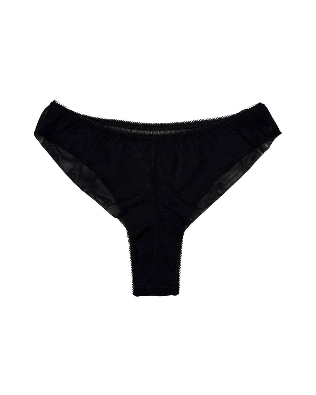 High-Waist Mesh Brazilian Panties – Black