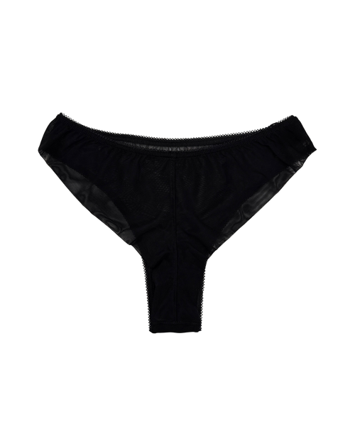 High-Waist Mesh Brazilian Panties – Black
