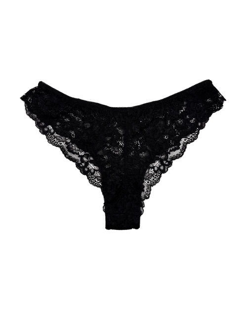 Mid-Rise Lace Brazilian Panties – Black