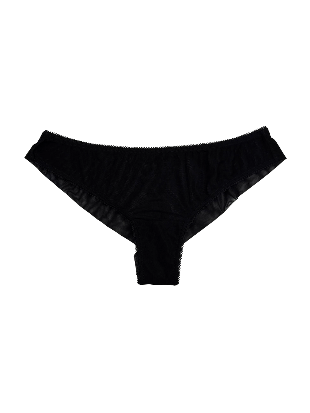 Mid-Rise Mesh Brazilian Panties – Black