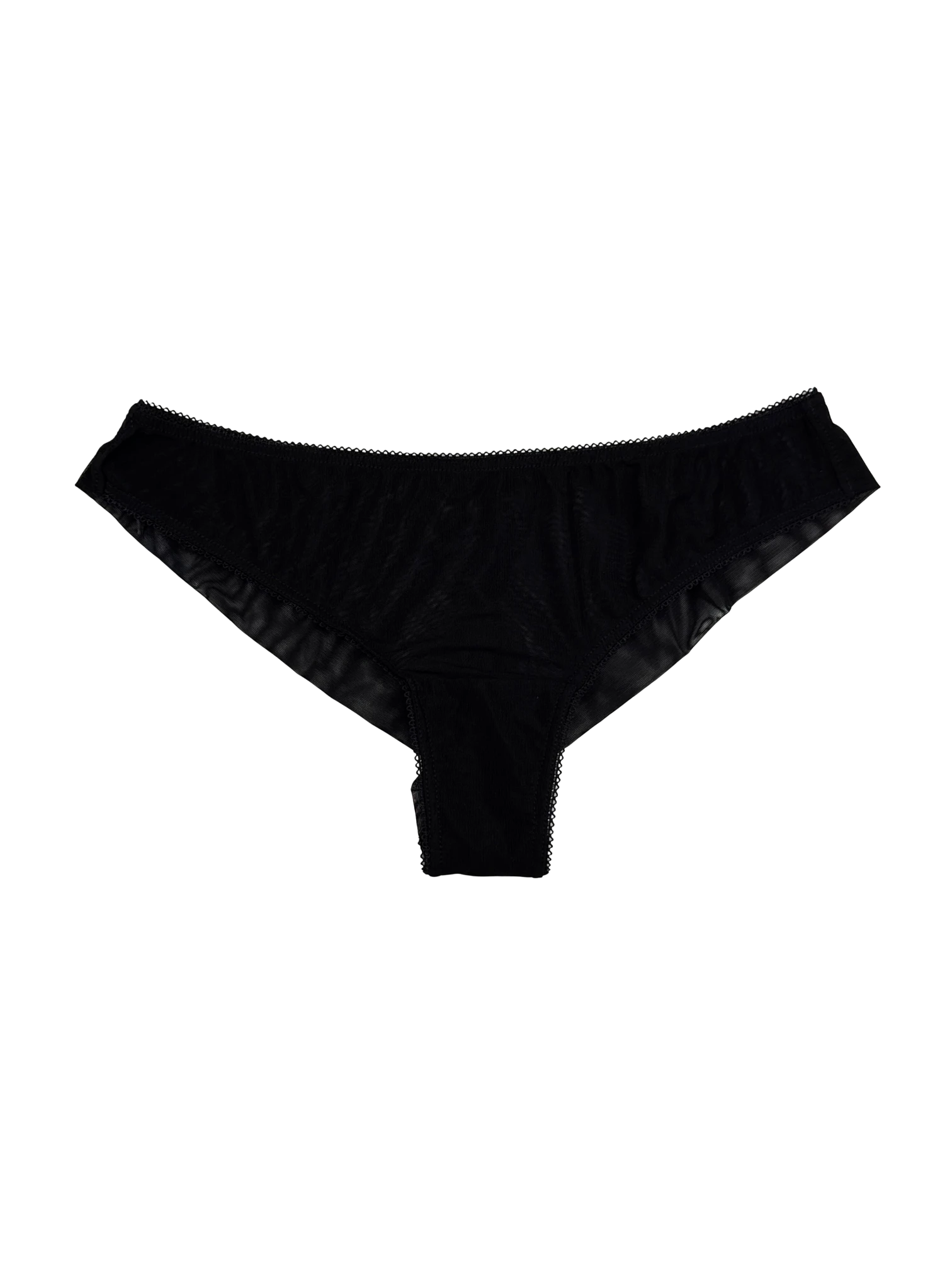 Mid-Rise Mesh Brazilian Panties – Black