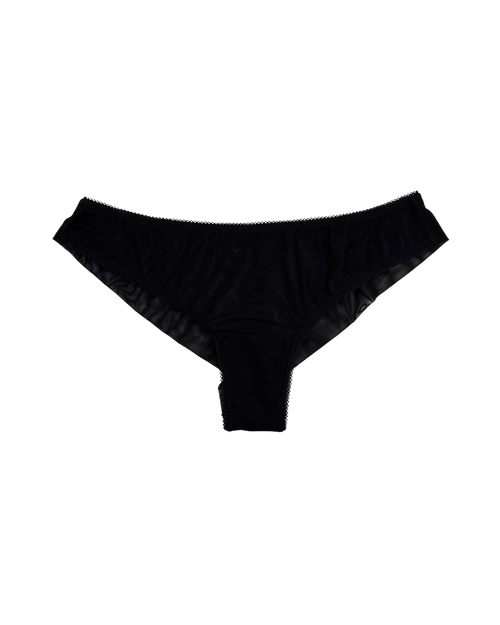 Mid-Rise Mesh Brazilian Panties – Black