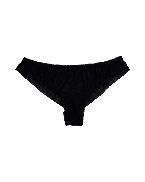 Mid-Rise Mesh Brazilian Panties – Black
