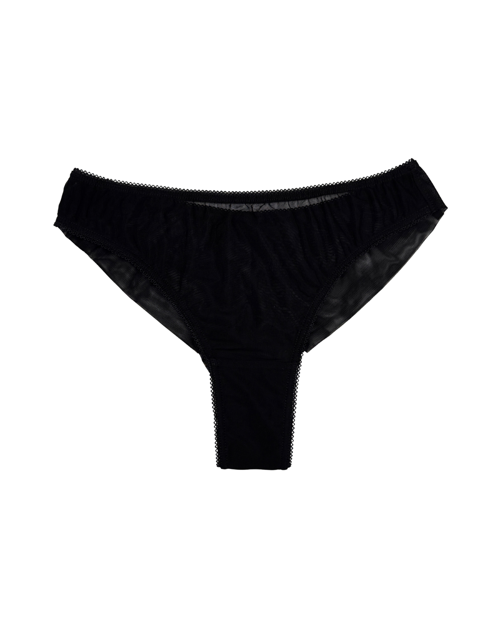 High-Waist Mesh Brazilian Panties – Black