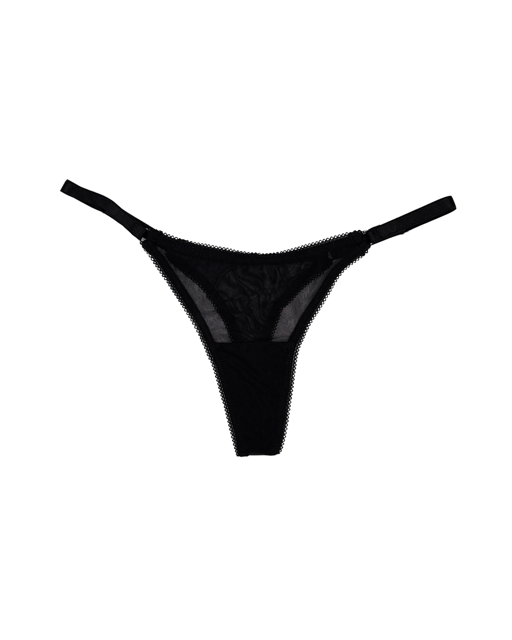Mesh Thong with Adjustable Straps – Black
