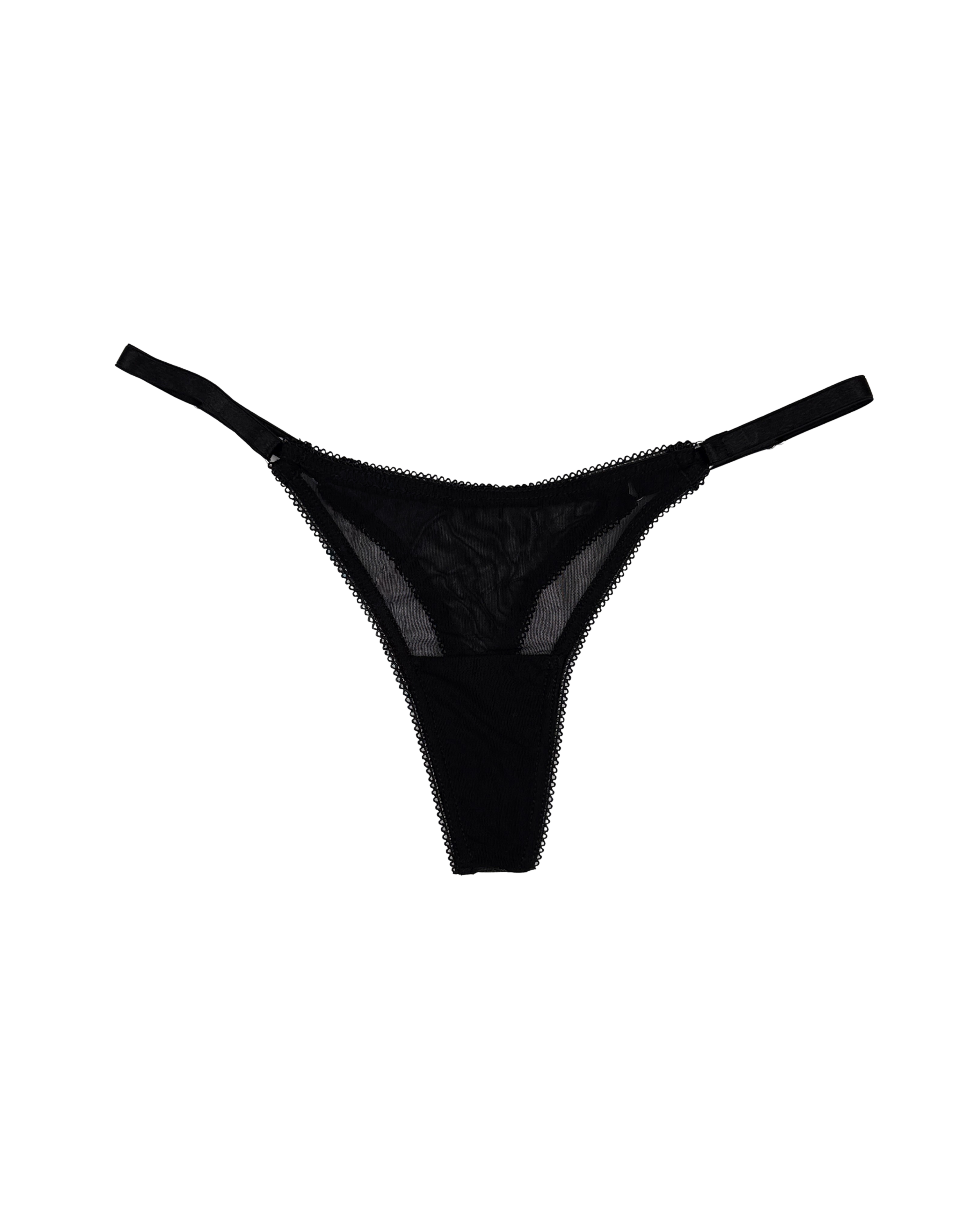 Mesh Thong with Adjustable Straps – Black