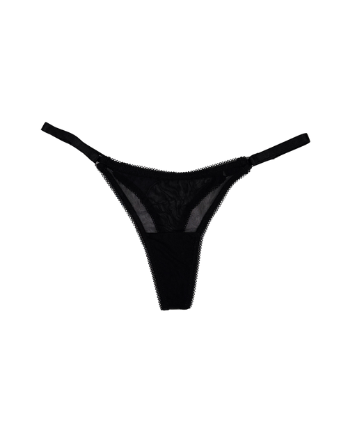 Mesh Thong with Adjustable Straps – Black