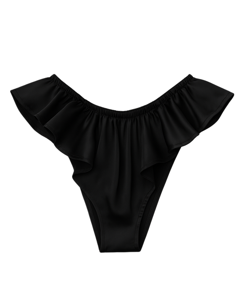 Celeste Silk Briefs with Ruffles – Black