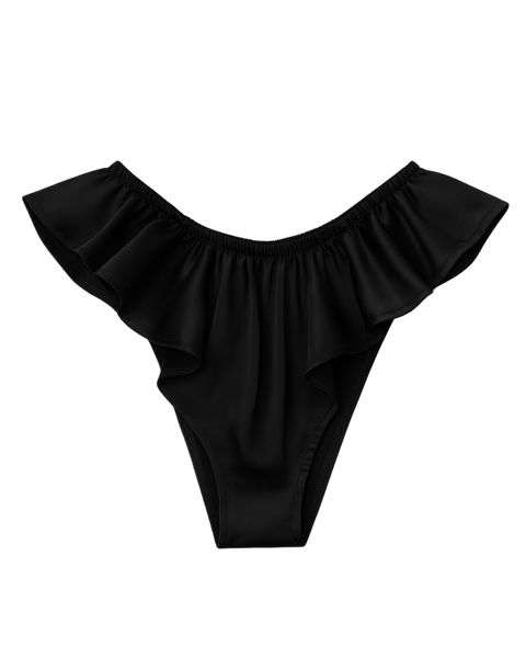 Celeste Silk Briefs with Ruffles – Black