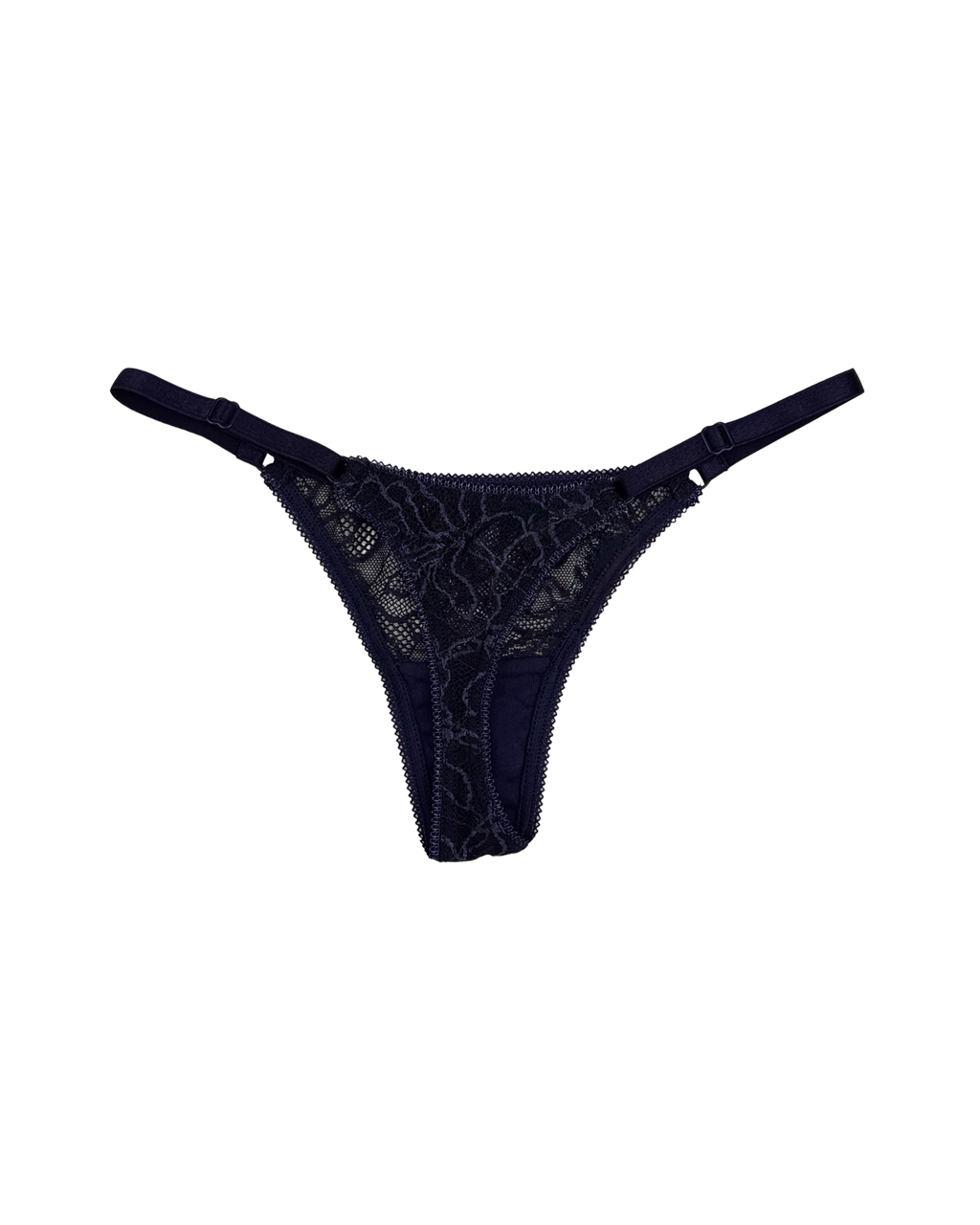 Lace Thong with Adjustable Straps – Blue