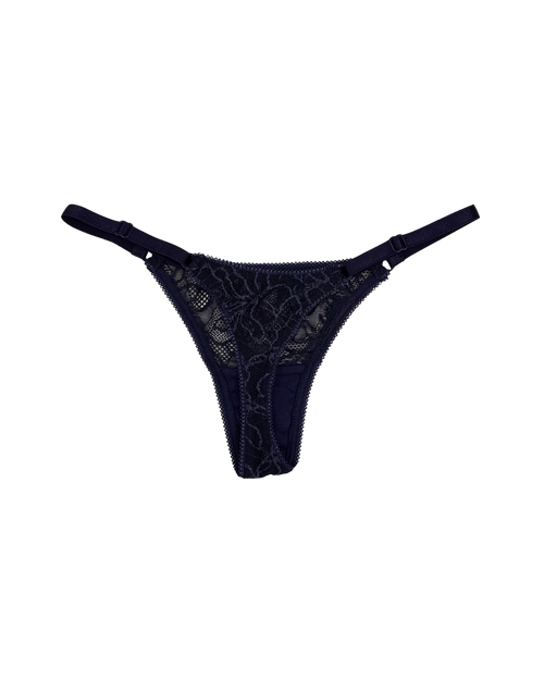 Lace Thong with Adjustable Straps – Blue