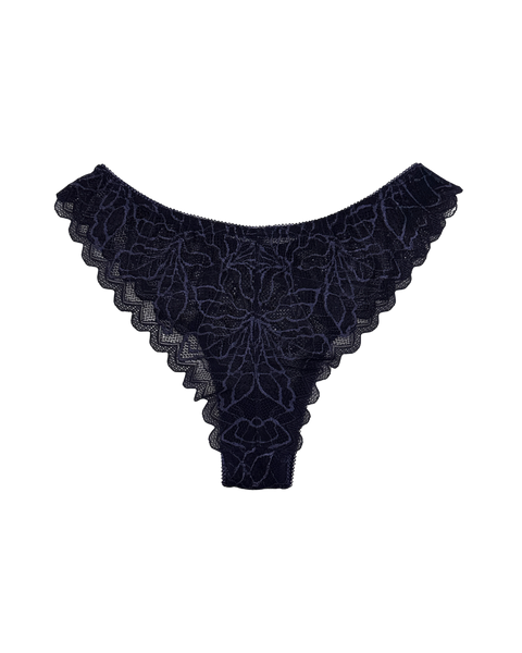 Mid-Rise Lace Brazilian Panties – Blue