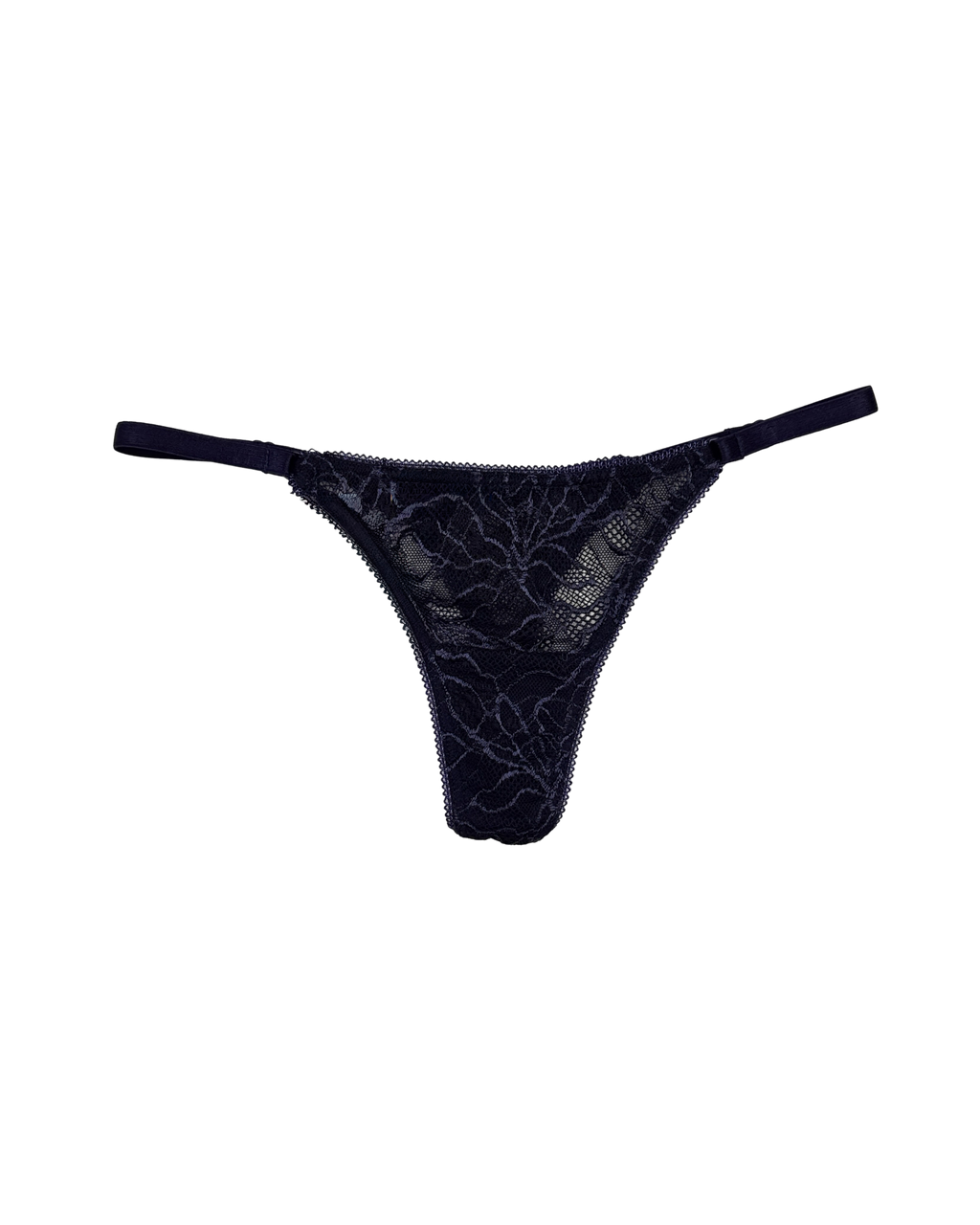 Lace Thong with Adjustable Straps – Blue