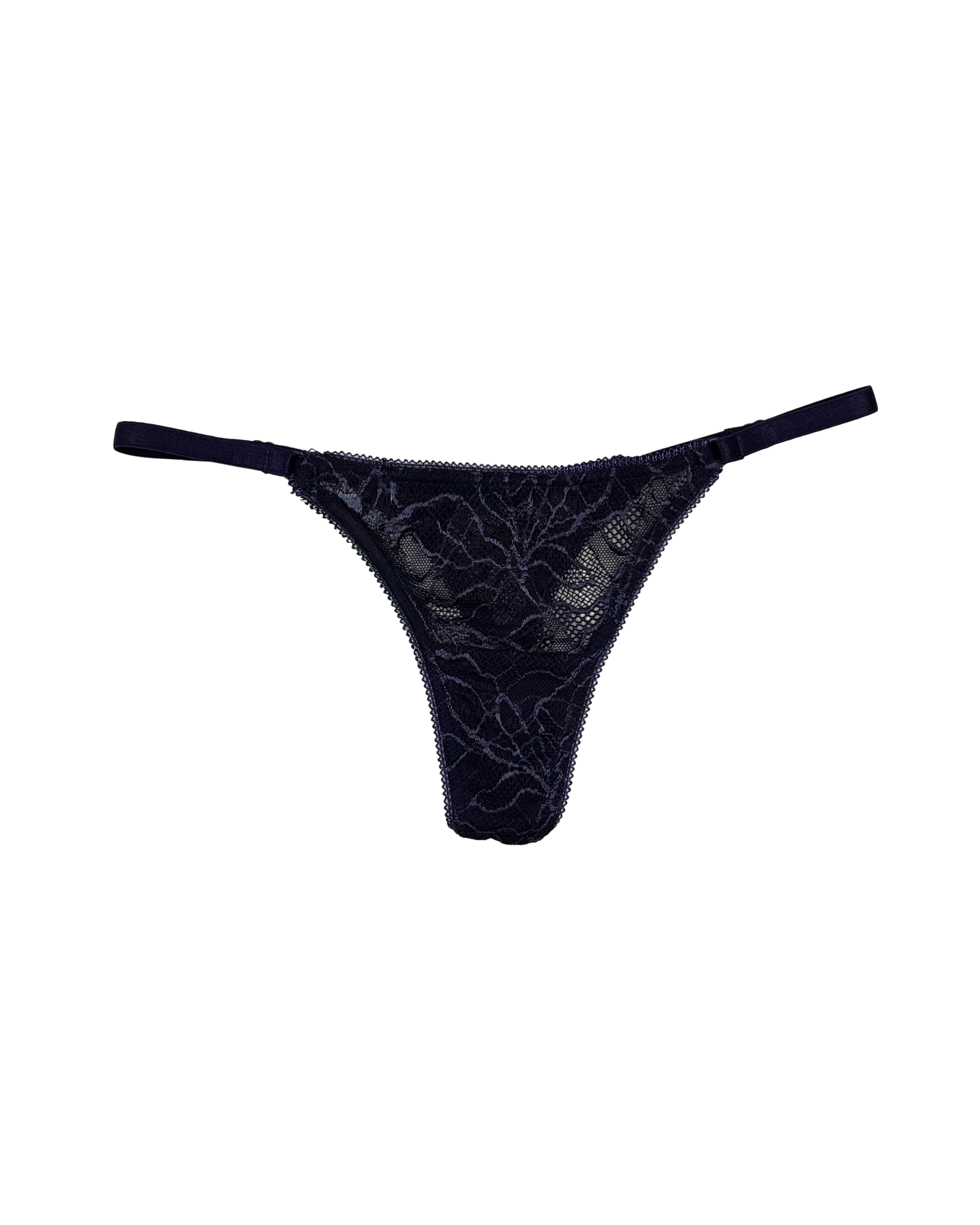 Lace Thong with Adjustable Straps – Blue