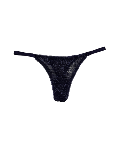Lace Thong with Adjustable Straps – Blue
