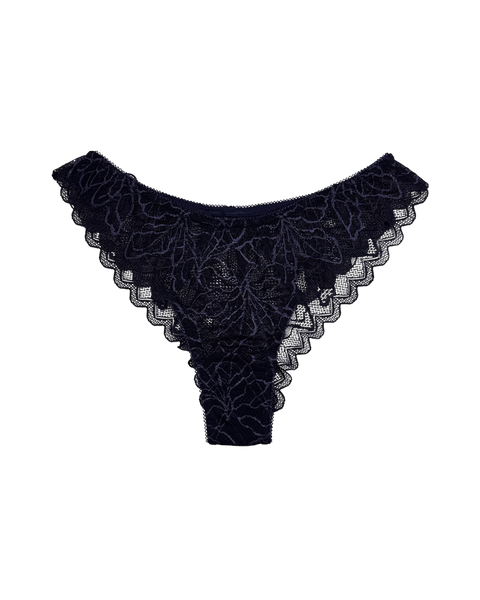 Mid-Rise Lace Brazilian Panties – Blue