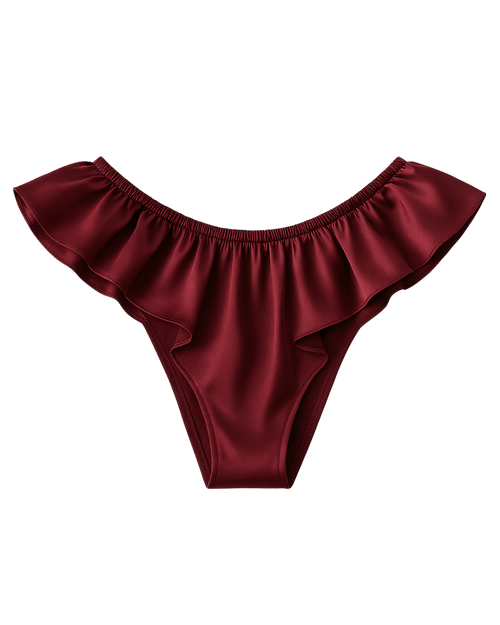 Celeste Silk Briefs with Ruffles – Burgundy