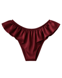 Celeste Silk Briefs with Ruffles – Burgundy