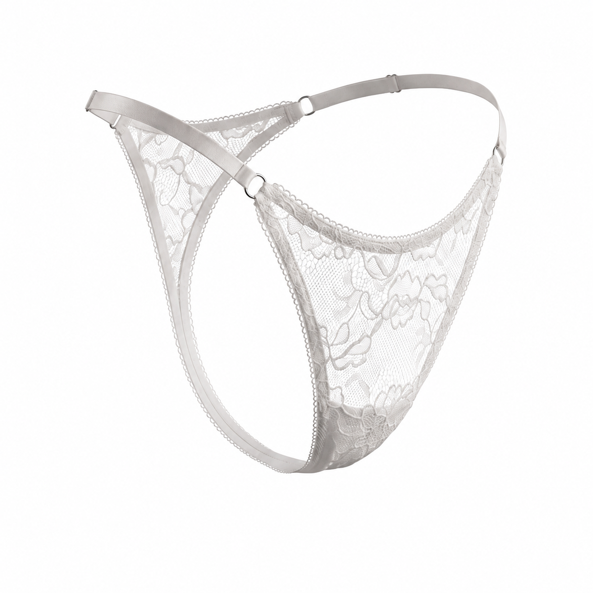 Lace Thong with Adjustable Straps – Milk