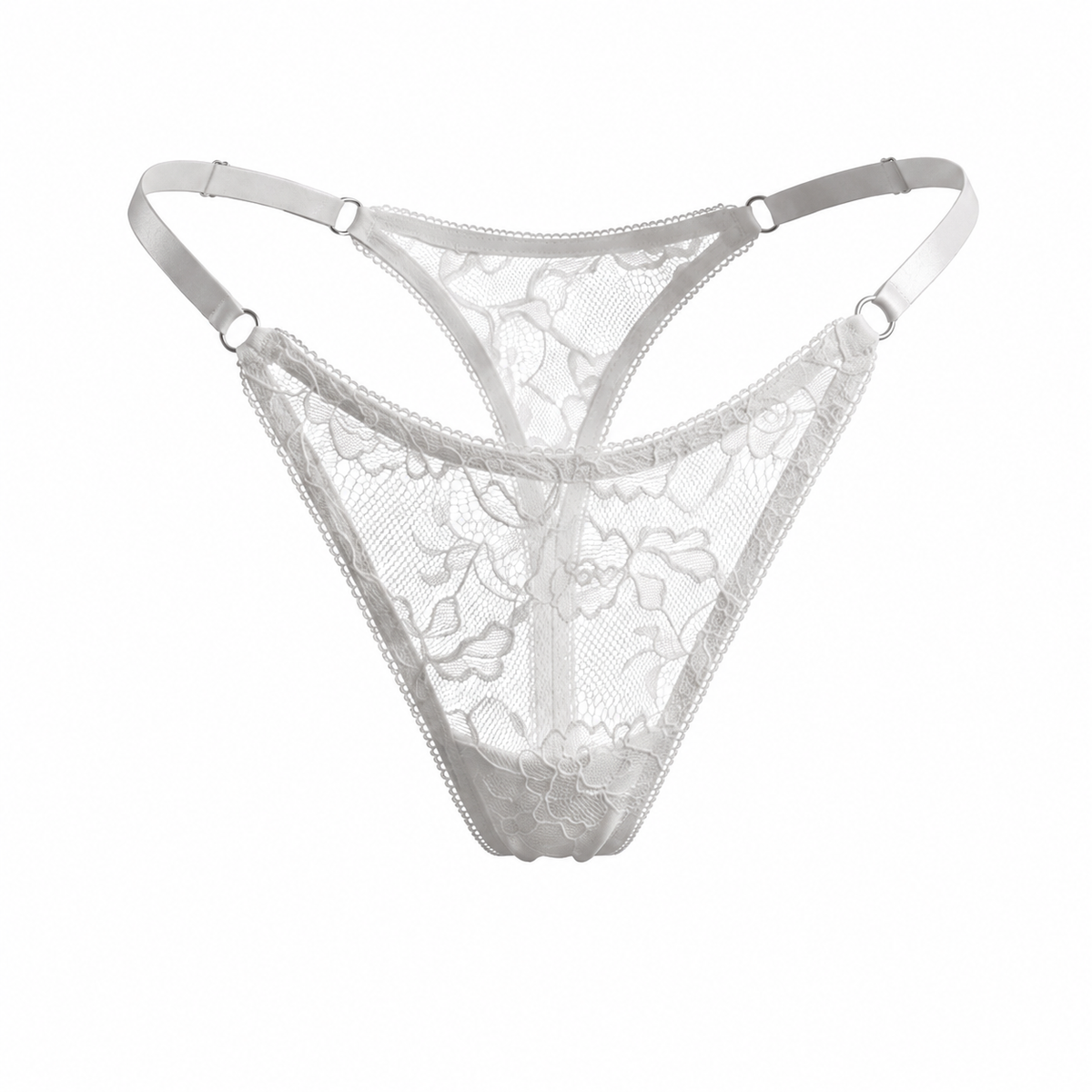 Lace Thong with Adjustable Straps – Milk