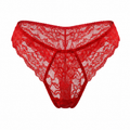 Mid-Rise Lace Brazilian Panties – Red