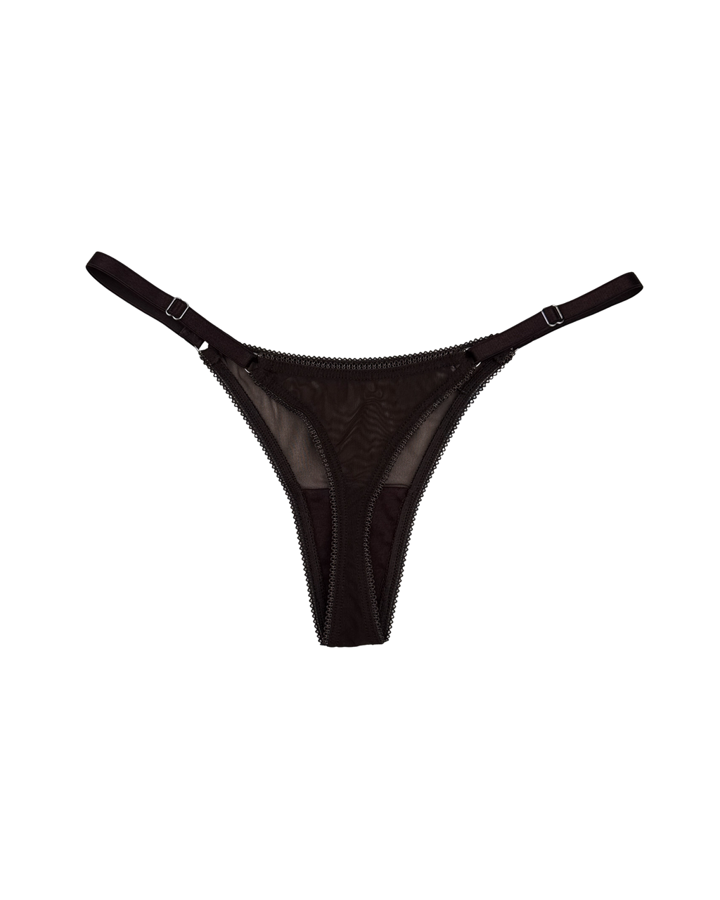 Mesh Thong with Adjustable Straps – Dark Brown