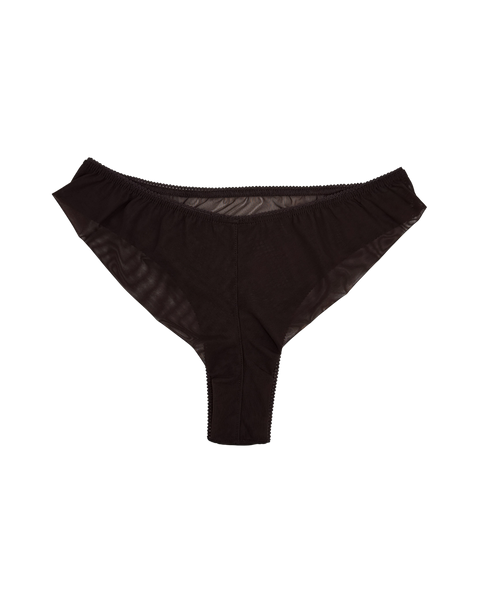 High-Waist Mesh Brazilian Panties – Dark brown