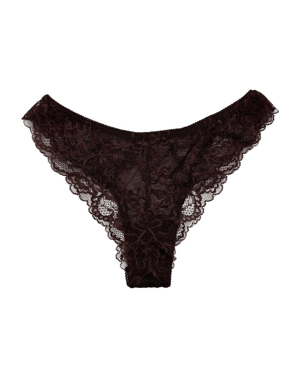 Mid-Rise Lace Brazilian Panties – Dark Brown