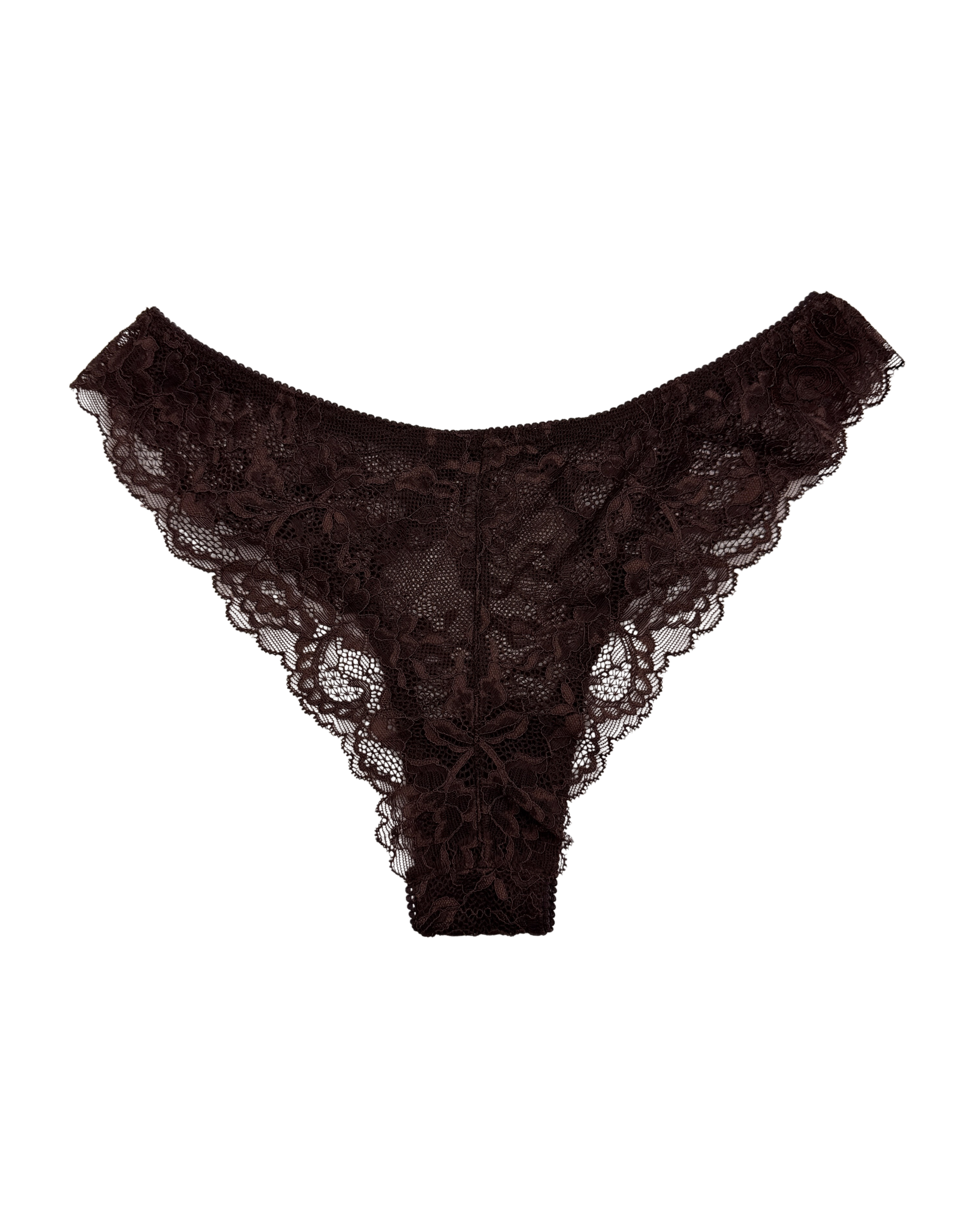 Mid-Rise Lace Brazilian Panties – Dark Brown