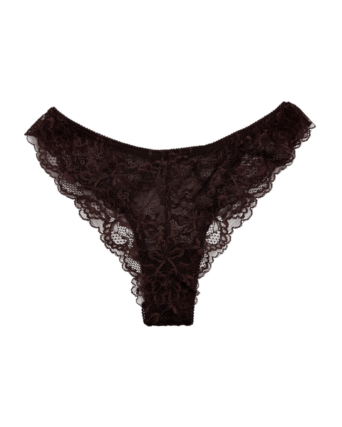 Mid-Rise Lace Brazilian Panties – Dark Brown