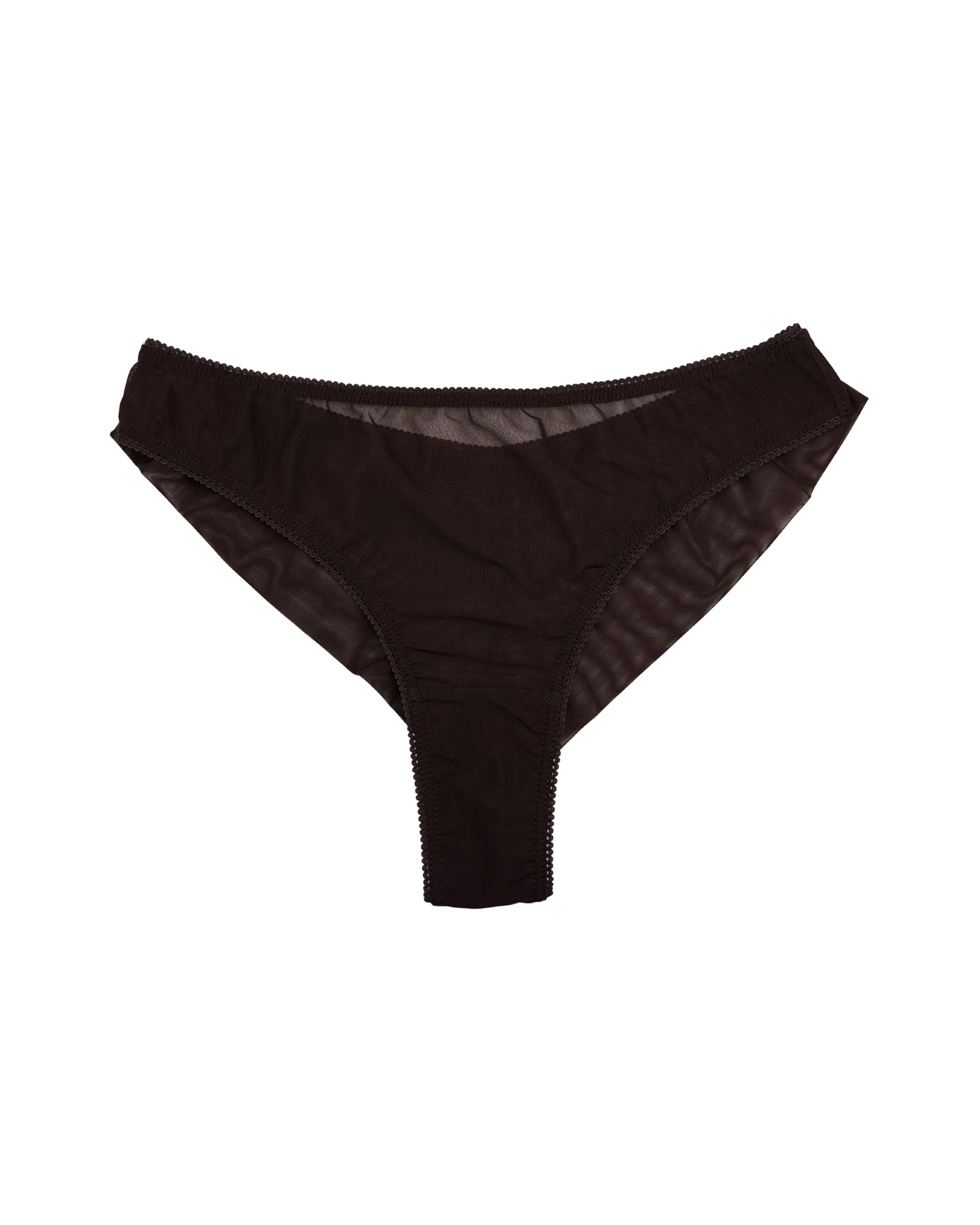 High-Waist Mesh Brazilian Panties – Dark brown