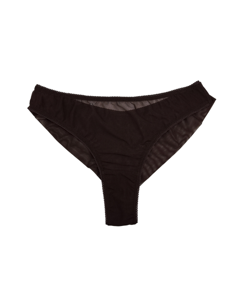High-Waist Mesh Brazilian Panties – Dark brown
