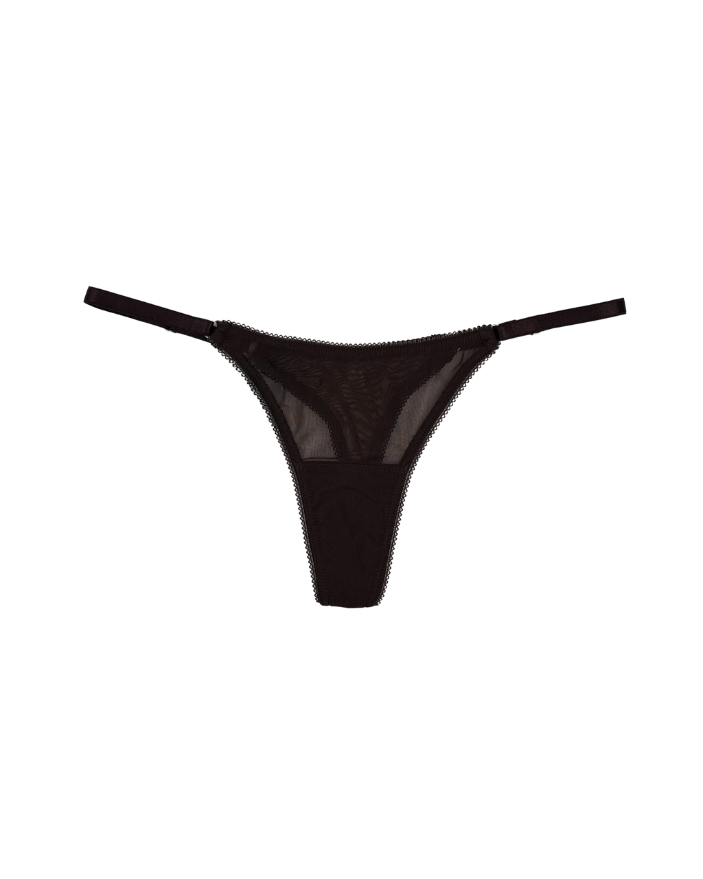 Mesh Thong with Adjustable Straps – Dark Brown